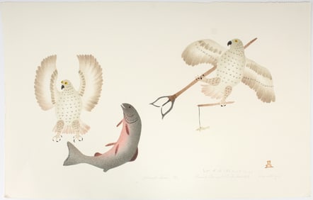 Kania Etungat (Inuit, B. 1927) Okpikjuak's Dream, Signed Stencil Print