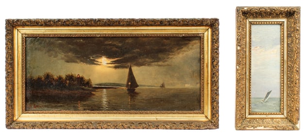 Two American School Oil on Canvas Seascapes, One Indistinctly Signed