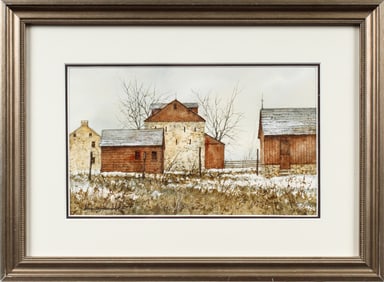 Bradley Hendershot (American, Contemporary) Rural Pennsylvania Study #148: Barnyard, Watercolor