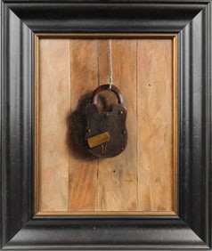 Katharine Krieg (American, B. 1970) The Bronze Lock, Oil on Canvas Board Painting