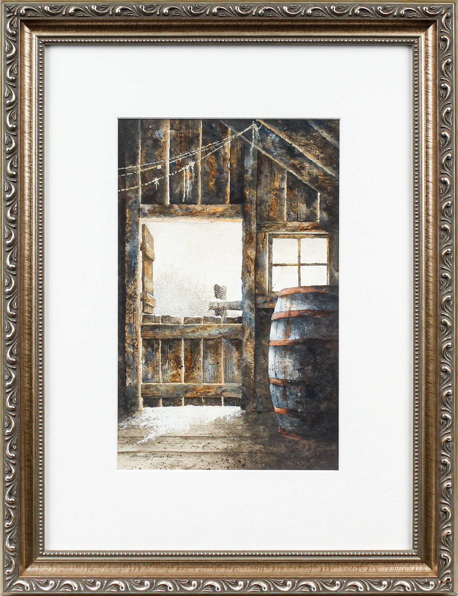 Bradley Hendershot (American, Contemporary) Barrel and Ropes, Watercolor on Paper (1 of 6)