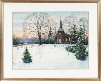 W. James McGlynn (American, B. 1944) Lower Brandywine Presbyterian Church, Watercolor Painting