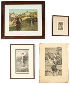 After Howard Pyle (American, 1853-1911) Four Prints Incl. DuPont Powder Wagons
