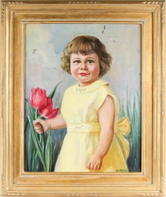 Ora Perry (American/Kansas City, 20th C.) Portrait of a Girl, Oil on Canvas