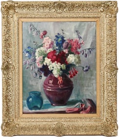 Ora Perry (American/Kansas City, 20th C.) Oil on Canvas Still Life Painting