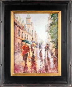 Michele Byrne (American, B. 1959) Montmartre Reflections, Oil on Panel Painting