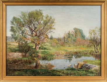 Katherine Allmond Hulbert (Massachusetts, 1859-1937) Landscape, Oil on Canvas Painting