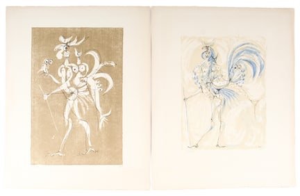 Hans Fischer (Fis) (Swiss, 1909-1958) Surreal Lithographs of Roosters