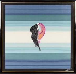 Erte Beauty & the Beast Framed Silk Scarf