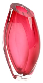 Large Steven Correia Ruby Red Elite Studio Art Glass Vase, Artist's Proof