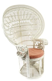 Vintage White Wicker Peacock Chair
