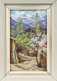 Abdulsamad Akhadovich Saidberdiev (Uzbekistan, 20th C.) Mountain Village, Oil on Canvas Painting