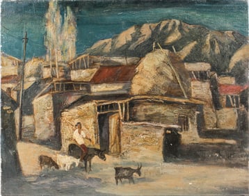 Khakim Mirzakhmedov (Uzbekistan, B. 1950) Evening, Soviet Era Oil on Canvas Painting