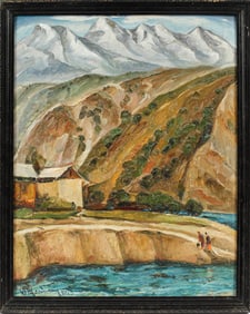 Yuri Taldykin (Uzbekistan, 1932-2002) Etude in Sidzhak, Oil on Paperboard Painting