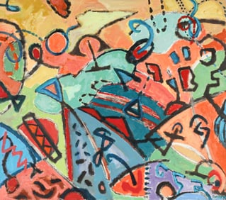 Florence Putterman (American, 1927-2021) Fragments in Time III, Abstract, Acrylic on Canvas