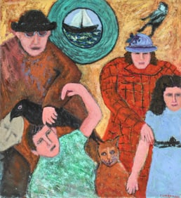 Florence Putterman (American, 1927-2021) Ancesteral Kinship VIII, Acrylic and Sand on Canvas