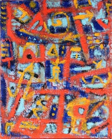 Florence Putterman (American, 1927-2021) Integrated Walk-Ways, Acrylic and Sand on Canvas Painting