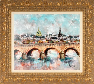 Emmanuel Urbain Huchet (French, 1930-2014) Le Pont Neuf a Paris, Acrylic on Canvas Painting