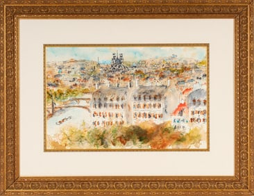 Emmanuel Urbain Huchet (French, 1930-2014) Paris, Watercolor Painting