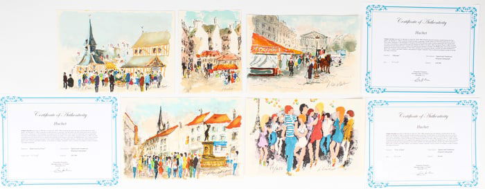 Emmanuel Urbain Huchet (French, 1930-2014) Five Signed and Numbered Lithographs