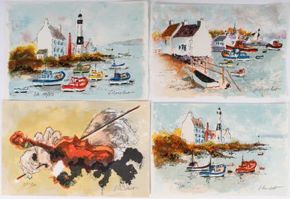 Emmanuel Urbain Huchet (French, 1930-2014) Four Signed and Numbered Lithographs