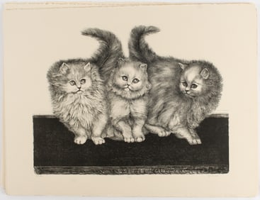 Christine McGinnis (American, 1937-2019) Forty-Two Trio Signed Lithographs, Cats