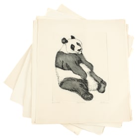 Christine McGinnis (American, 1937-2019) Seventeen Signed Giant Panda Etchings