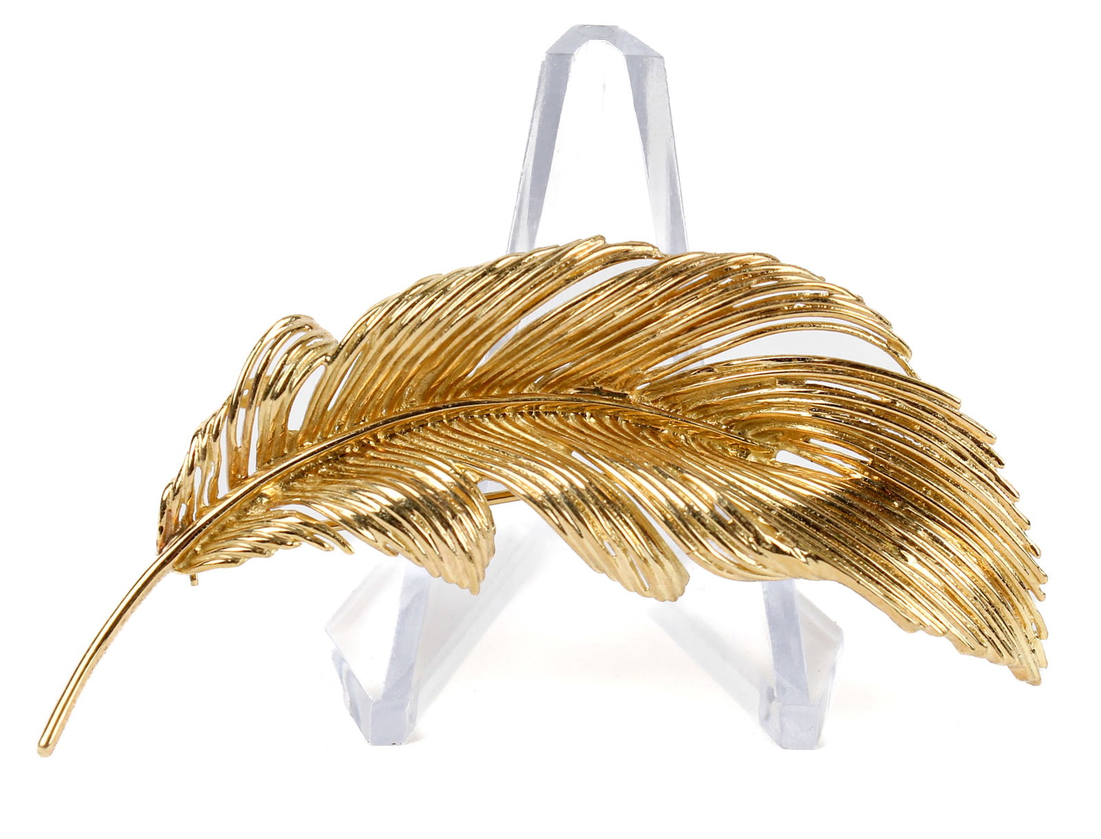 18 Karat Yellow Gold Feather Brooch (1 of 4)