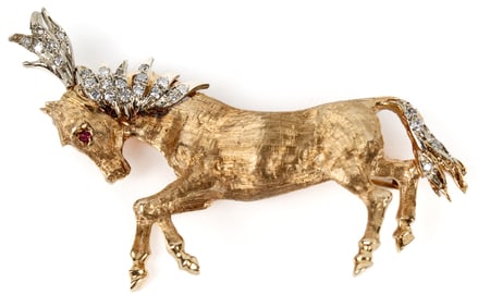 14 Karat Diamond Horse brooch