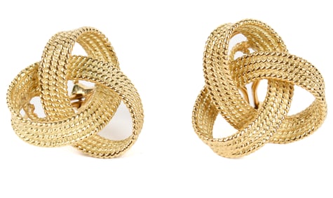 18 Karat Yellow Gold Nautical Knot Earrings