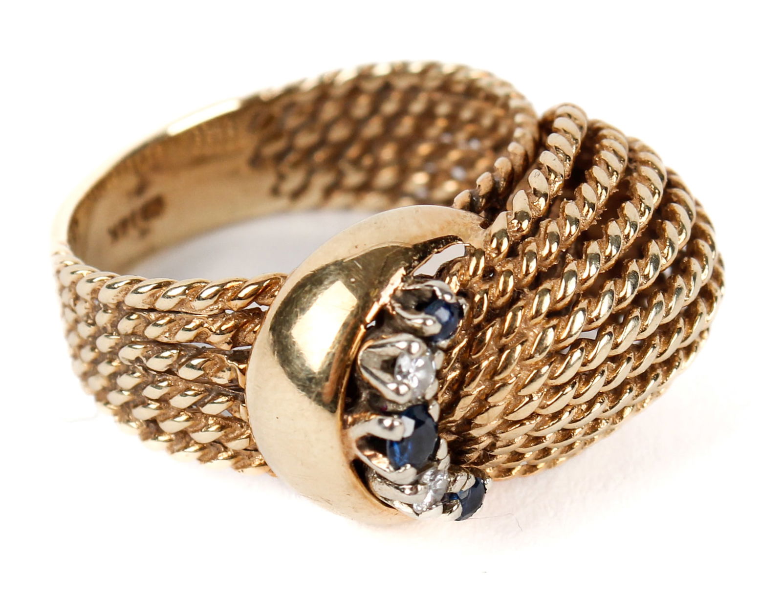 14 Karat Yellow Gold Sapphire Diamond Ring (1 of 4)