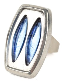 Jorgen Jensen Pewter Glass Ring