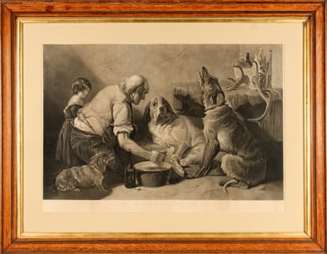 Richard Ansdell (British, 1815-1885) The Wounded Dog, Engraving by W.T. Davey