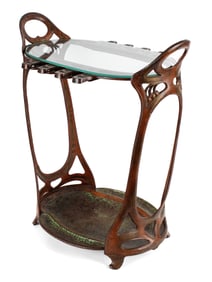 Art Nouveau Cast Iron Painted Umbrella Stand