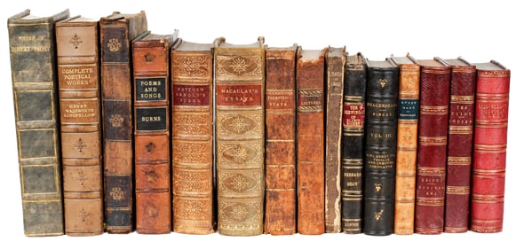 Fifteen Antiquarian Leather Bound Books,18th-20th Century, Incl. Fine Binding