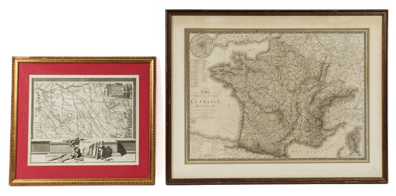 Four Antique Framed European Maps Incl. Rome, Spain and Portugal, Etc.