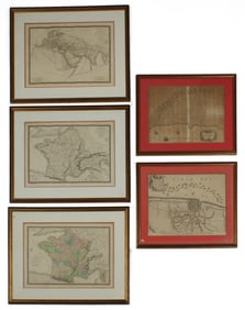 Five Antique Maps Incl. Battle Maps from Rapin's History of England