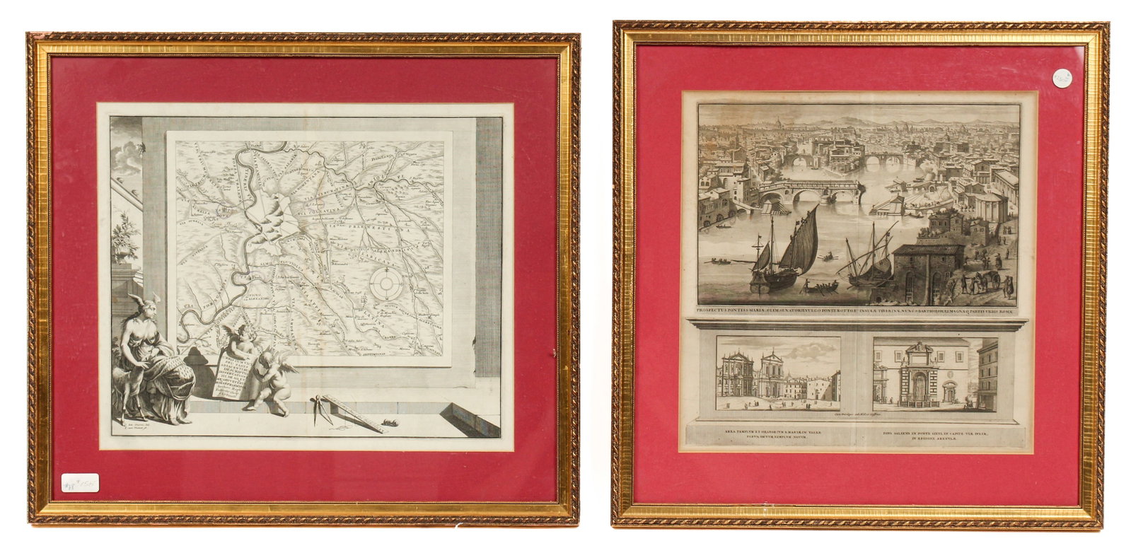 Two Maps of Rome Ca. 1700 Incl. Francois Halma, Jan Goeree: Description: Two antique mapes, including a View of Isola Tiberina in Rome by Francois Halma ca. 1700 and a map of the aqueducts of Rome by Jan Goeree. Markings & Inscriptions: Marked in the plate Dat