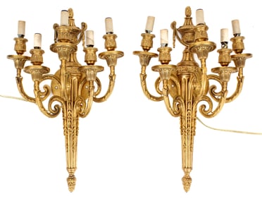 Pair of Neoclassical Ormolu Wall Sconces