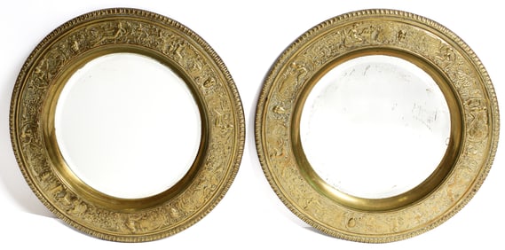 19th Century French Bronze Mirrors After Francois Briot "Temperantia" Basin