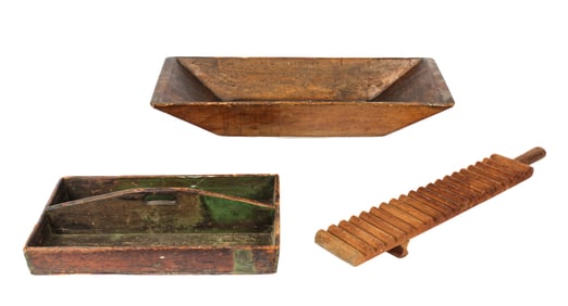 Three Primitive Antique Wooden Household Objects