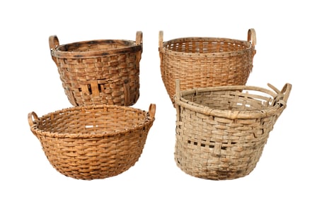 Four Large American Splint Woven Baskets