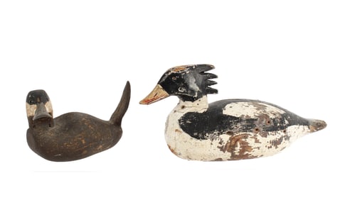 Two Wooden Antique Carved Bird Decoys