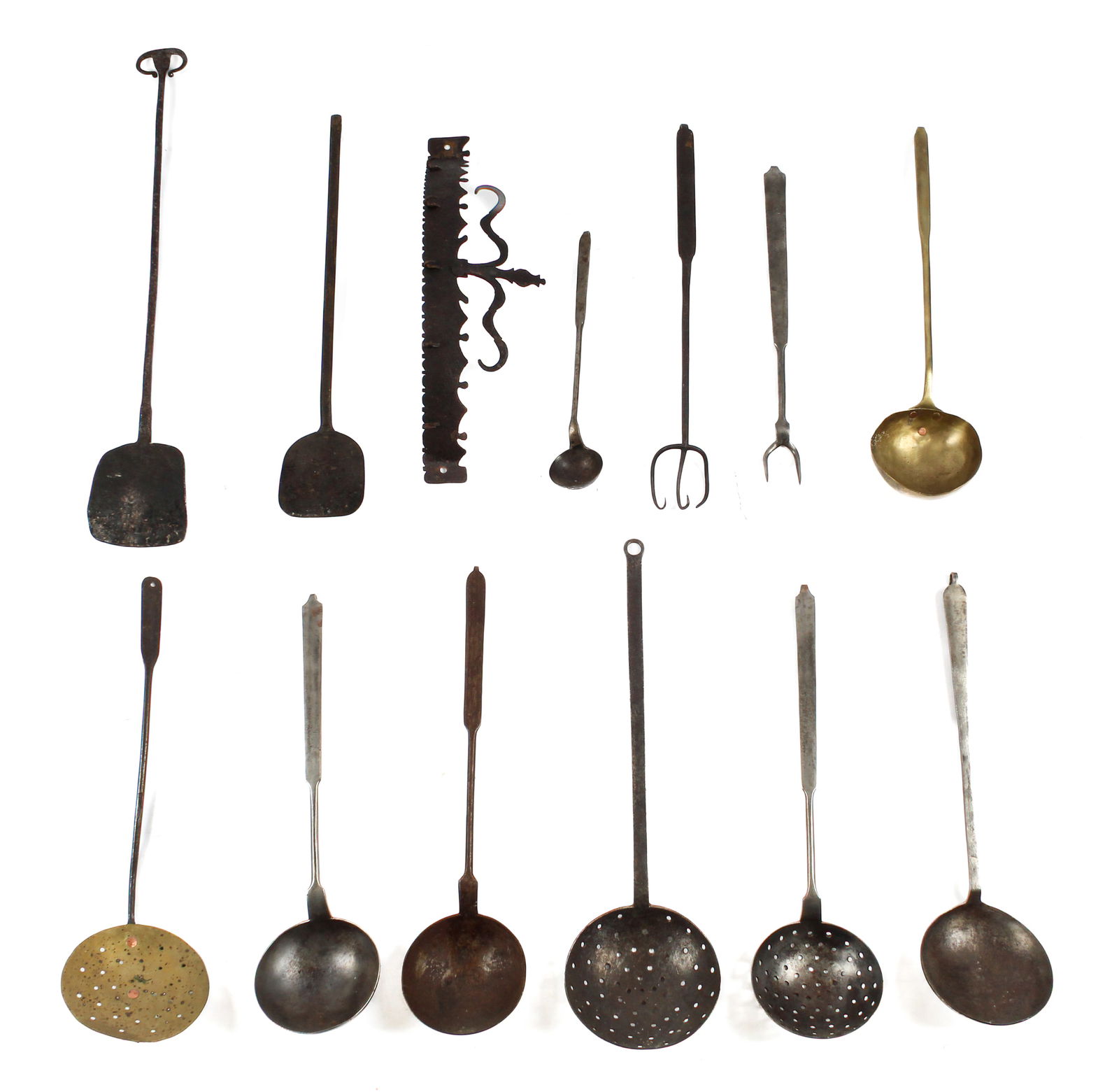 Assorted Group of Brass, Wrought, and Cast Iron Kitchen Tools (1 of 10)