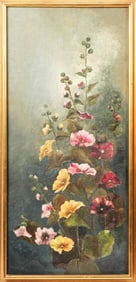 Three Victorian School Paintings of Insects Among Flowers