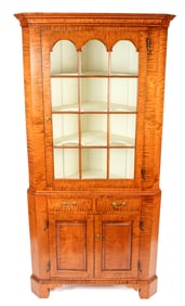 Louis Irion Tiger Maple Corner Cabinet