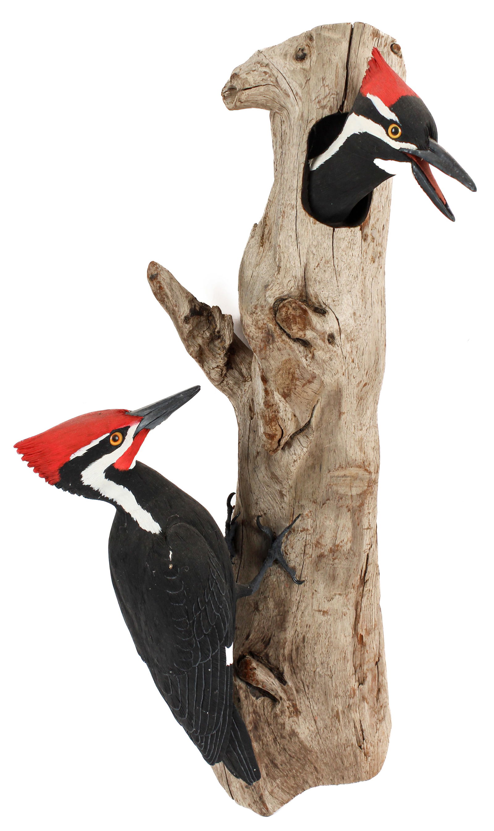 Randy & Elaine Fisher (American, Contemporary) Pileated Woodpecker Pair Wall Carving (1 of 10)