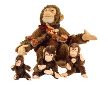 Four Vintage German Steiff Jocko Monkey Dolls