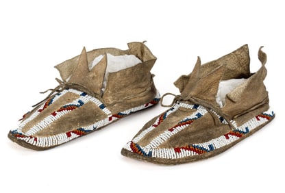 Plains Tribes Native American Childrens Geometric Beaded Mocassins
