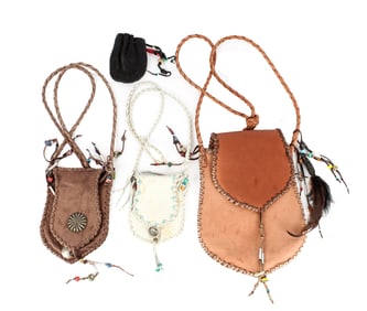 Three Leather Native American Medicine Bags